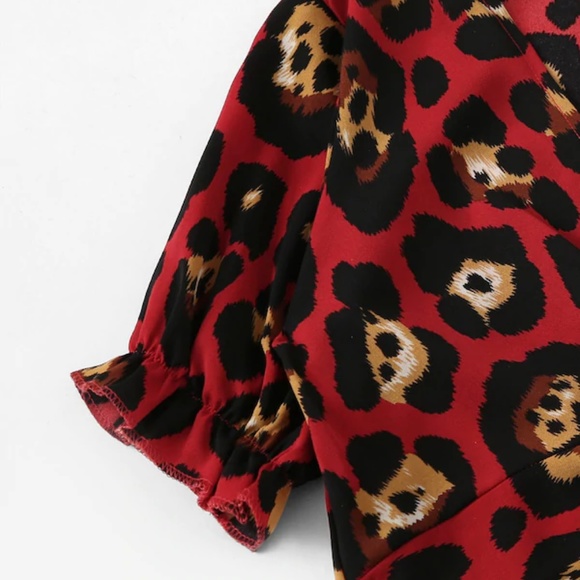 Leopard Print Twist Front Blouse With Shorts - Picture 6 of 8